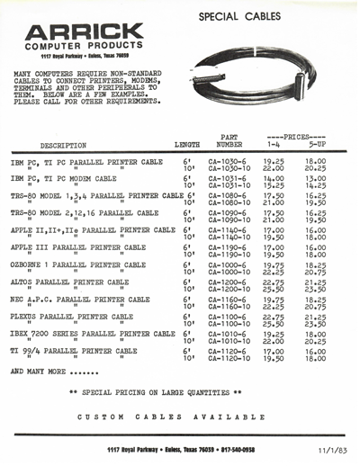 Arrick Computer cables