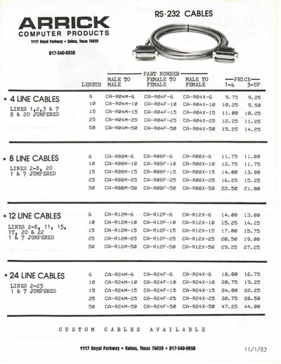 Arrick Computer cables