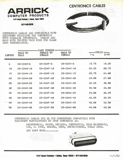 Arrick Computer cables