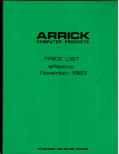 Arrick Computer catalog 1983