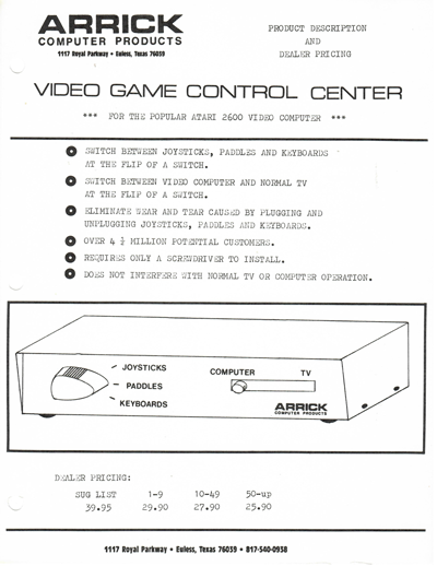 Arrick Computer game switch