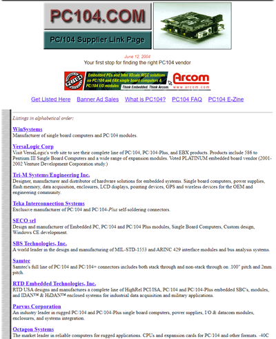 PC/104 Embedded Systems Vendor Supplier List