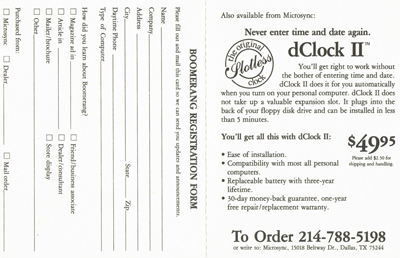 Microsync Boomerang card