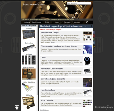 Synthesizers.com website redesign 2014